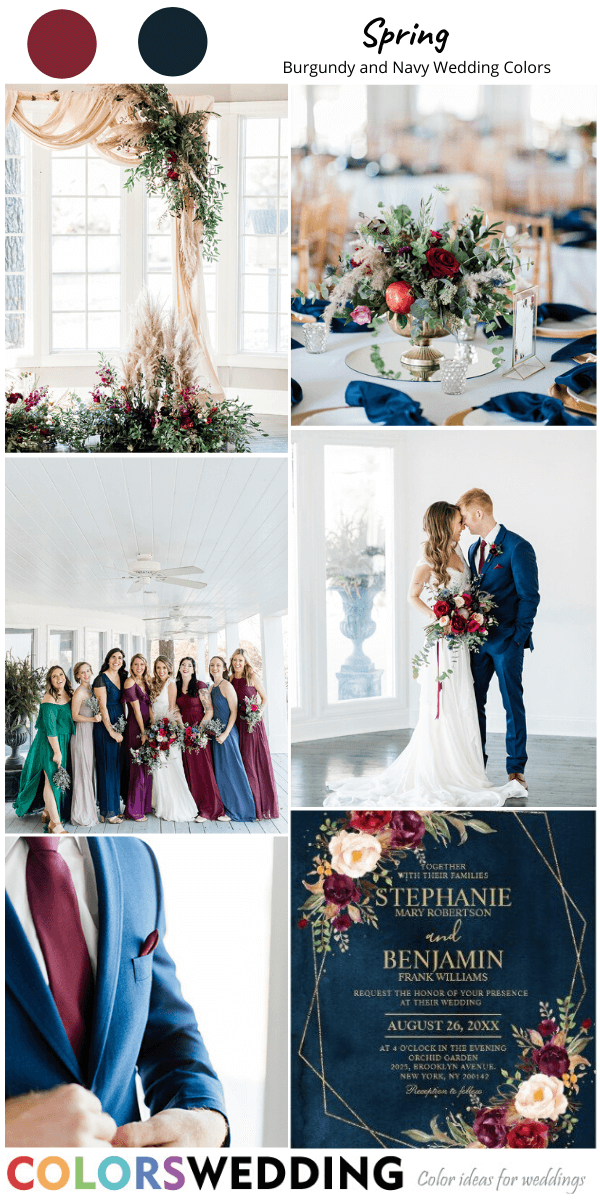 Colors Wedding | Top 8 Burgundy and Navy Wedding Color Combos