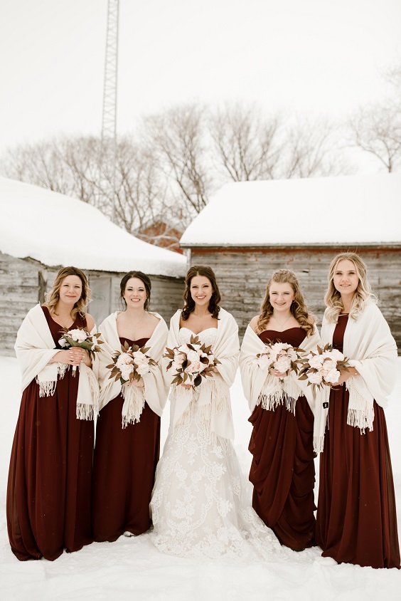 Colors Wedding Burgundy And Brown December Wedding 2020 Burgundy Bridesmaid Dresses Brown