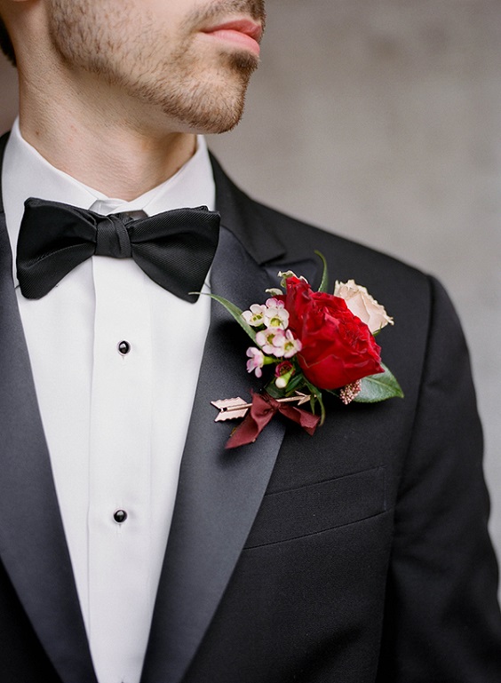 Colors Wedding | Black, White and Red Wedding, Black Bridesmaid Dresses