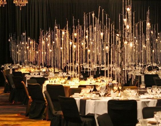 Black and Gold Centerpieces for Tables 