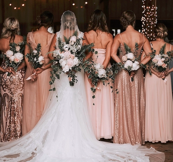 burgundy rose gold bridesmaid dresses