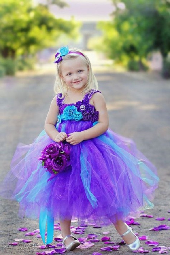 Colors Wedding | Purple and Blue Outdoor Wedding, Blue Bridesmaid Dresses